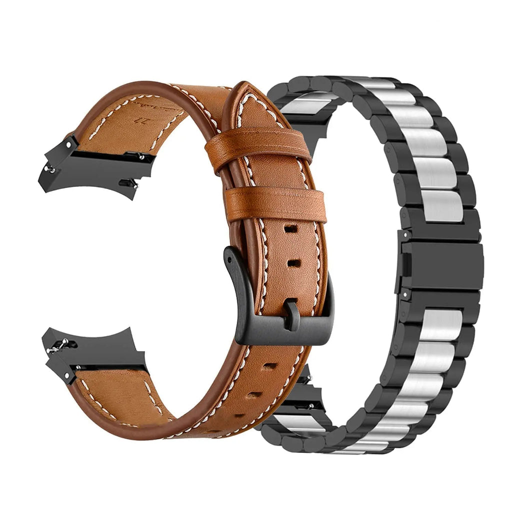 Correa de cuero y acero para Galaxy Watch 5 — Ajustable, varios acabados