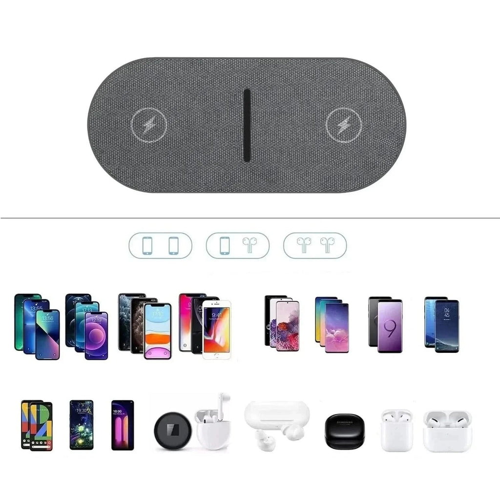 40W Wireless Charging Station — Dual 15W Output for iPhone, AirPods, Samsung