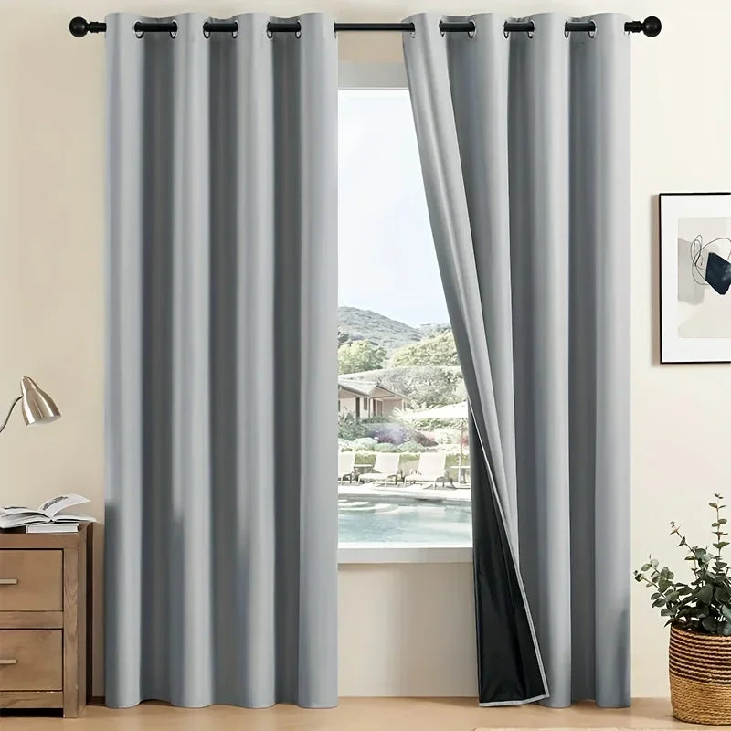 Modern 100% Blackout Curtains with Coated Lining for Bedroom & Living Room - Euroselle