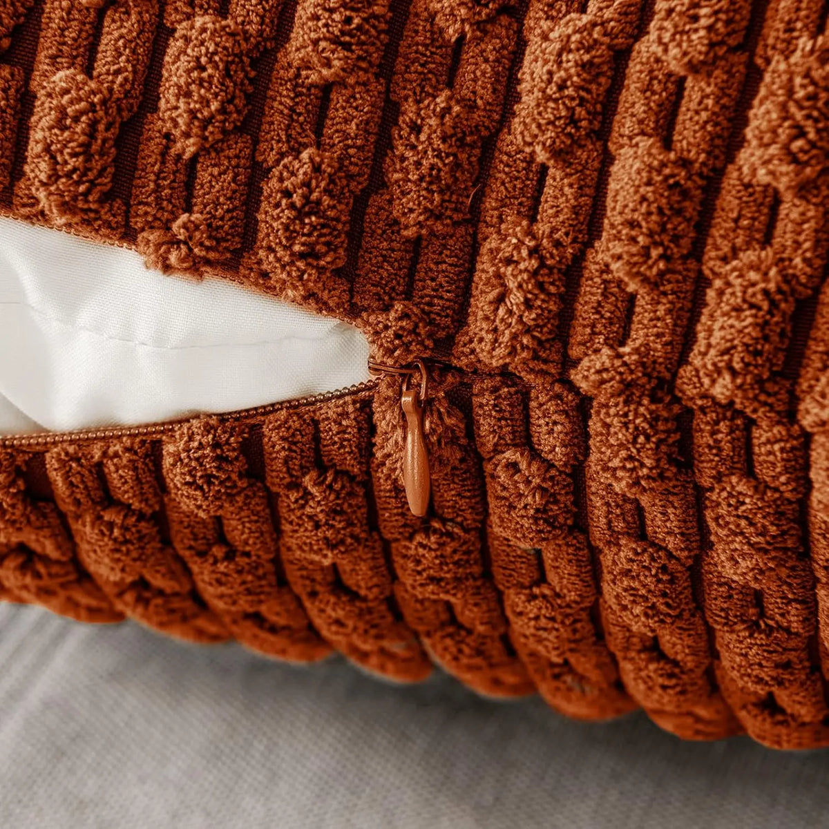 Ribbed Textured Throw Pillow Cover, 18×18 Inch Polyester Cotton Blend