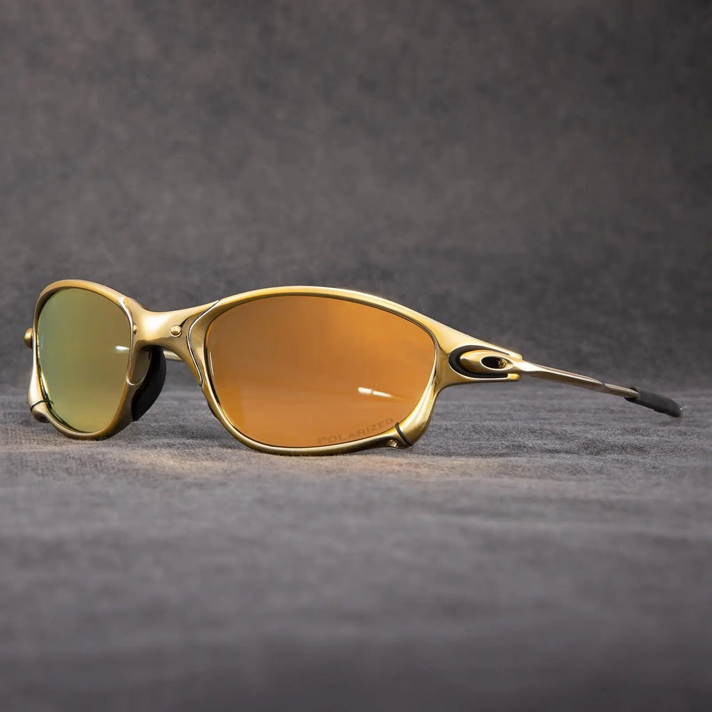 Óculos de sol desportivos polarizados: lentes espelhadas vermelhas, armação leve de alumínio