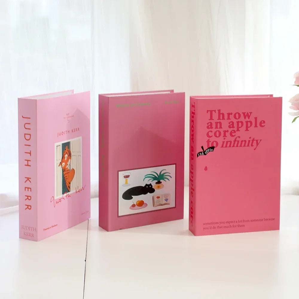 3-Piece Hollow Cardboard Book Stack Display Set — Shelf Decor
