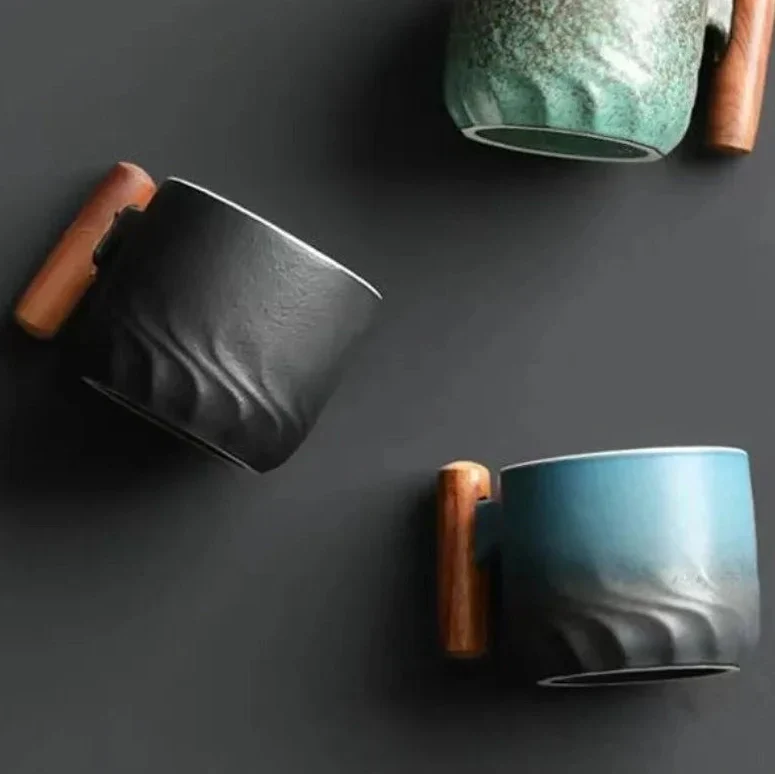 Hand-Painted Ceramic Mug — Retro Gradient Glaze Coffee & Tea Cup