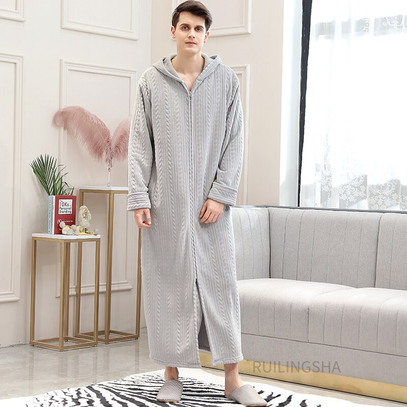 Robe de banho em lã polar com fecho para mulher e homem, com ou sem capuz, térmico, para usar em casa, com bolsos, macio, leve e quente