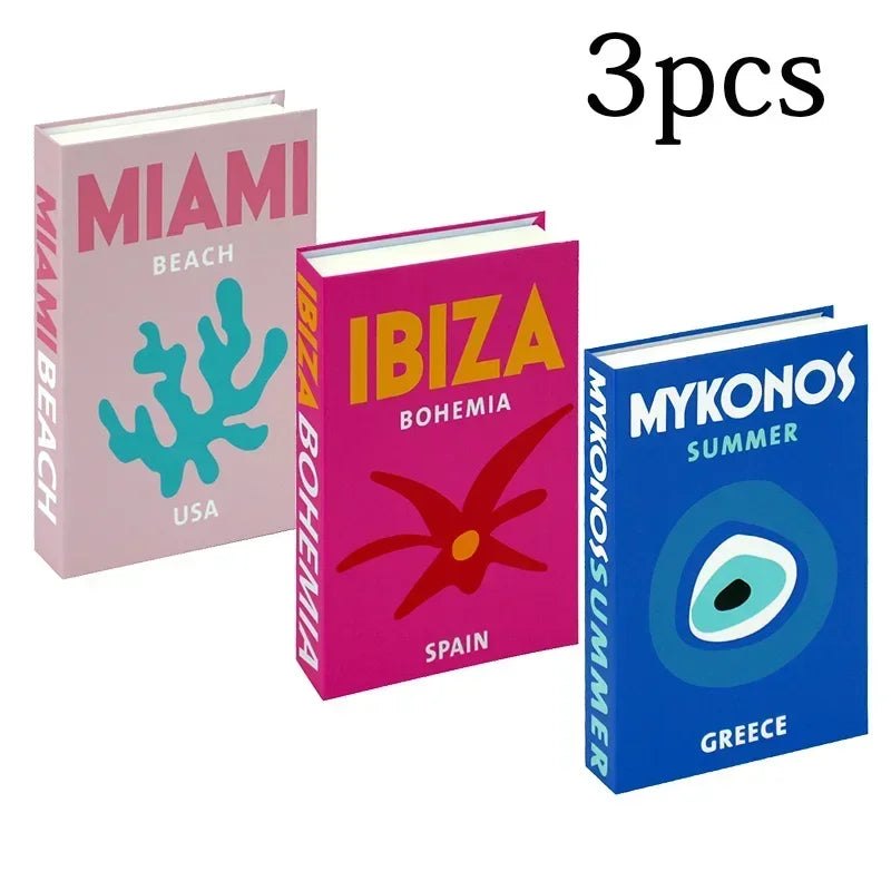 3-Piece Hollow Cardboard Book Stack Display Set — Shelf Decor