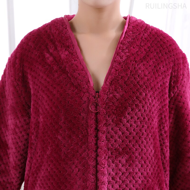 Robe de banho em lã polar com fecho para mulher e homem, com ou sem capuz, térmico, para usar em casa, com bolsos, macio, leve e quente