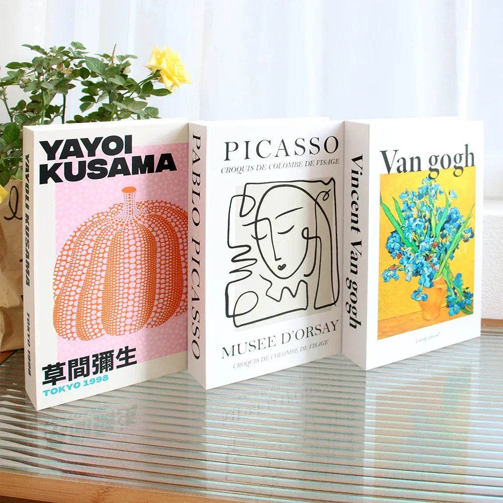 3-Piece Hollow Cardboard Book Stack Display Set — Shelf Decor
