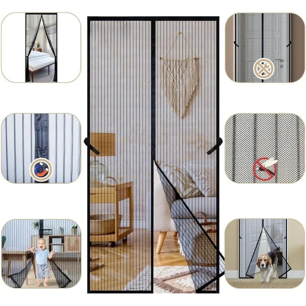 Mosquito-resistant Door Curtain Hands-free 100x210 cm Living Room Bedroom - Euroselle