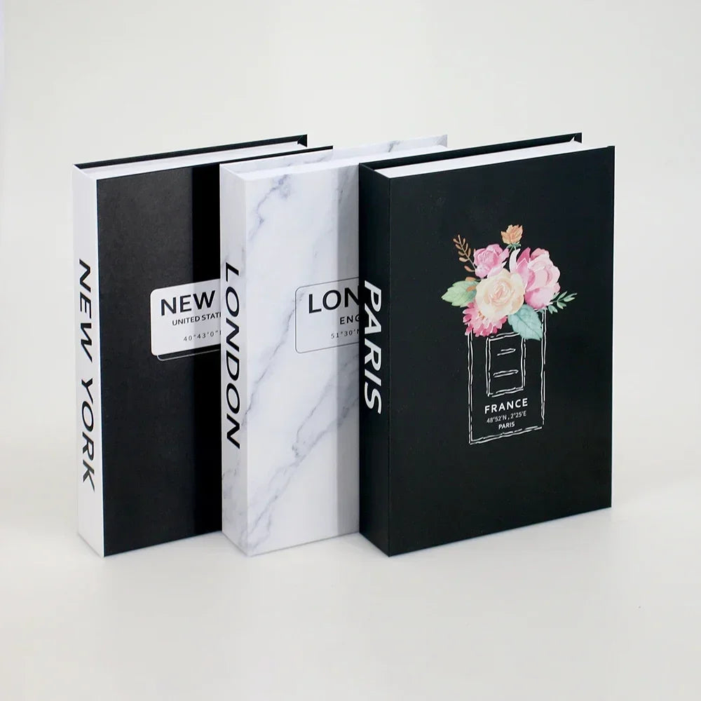 3-Piece Hollow Cardboard Book Stack Display Set — Shelf Decor