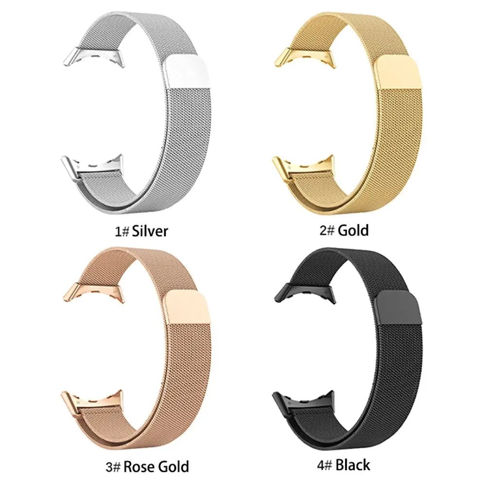 Bracelete de malha magnética em aço inoxidável para Google Pixel Watch e Watch 2