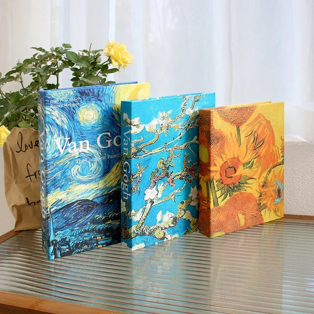 3-Piece Hollow Cardboard Book Stack Display Set — Shelf Decor