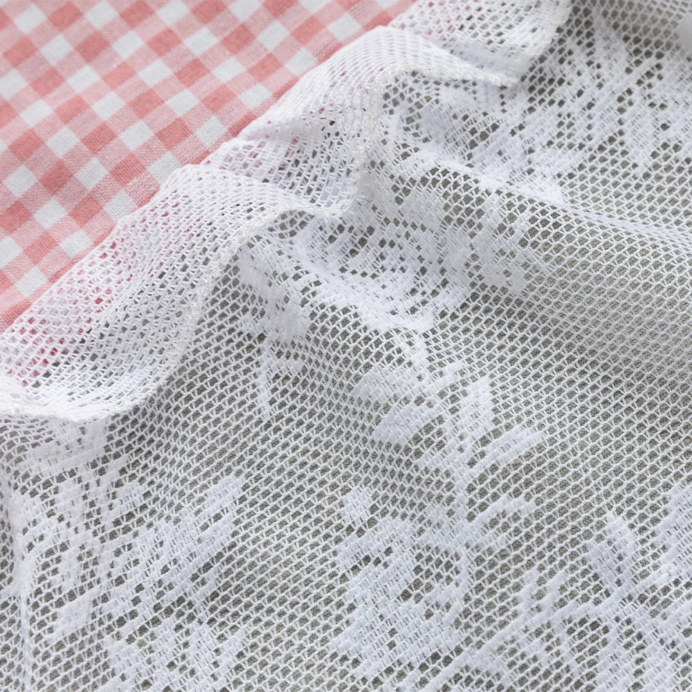 Plaid Lace Half Curtain for Kitchen and Small Windows - Euroselle