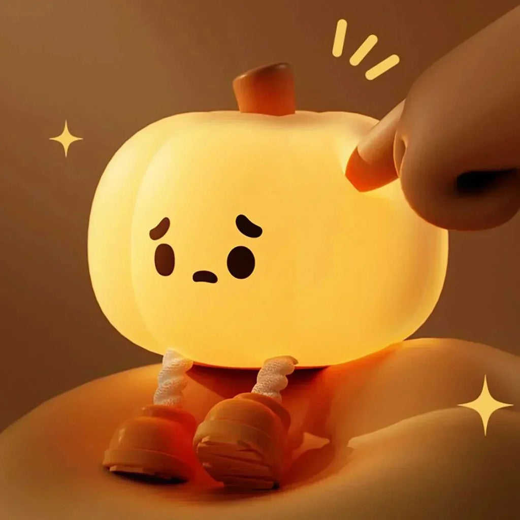Autumn Pumpkin Kids Night Light — Friendly Silhouette Soothing Glow