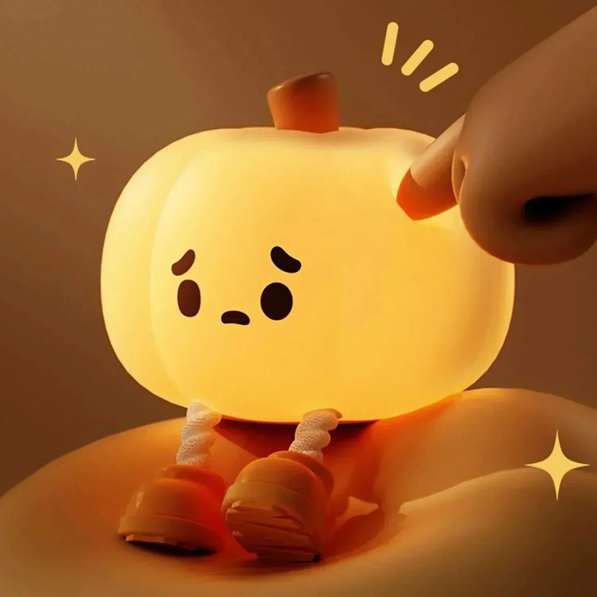Autumn Pumpkin Kids Night Light — Friendly Silhouette Soothing Glow