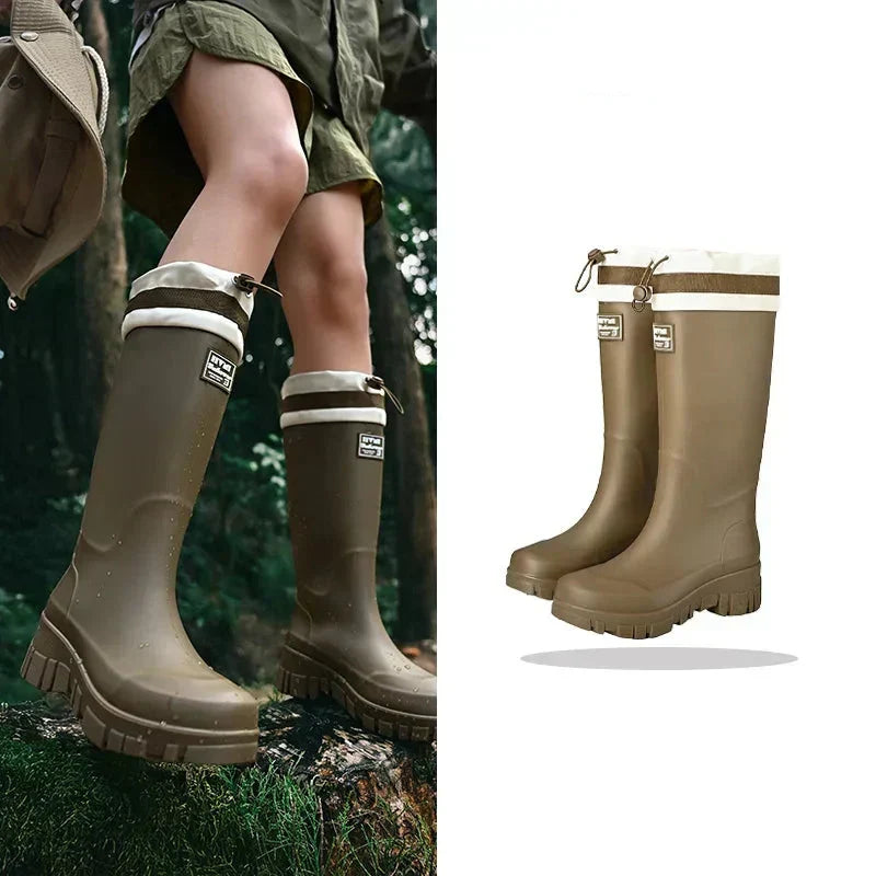 Women's Vintage Rubber Rain Boots — Waterproof, Non-Slip Sole