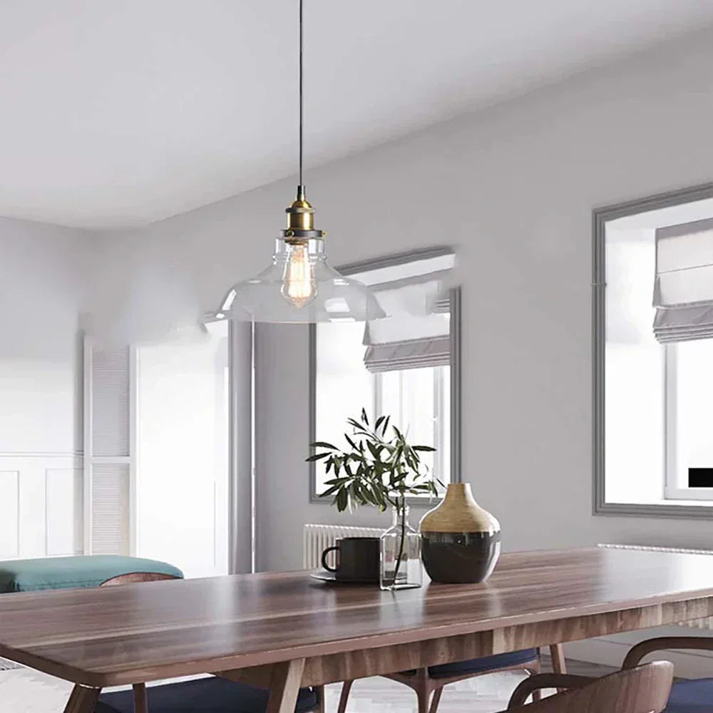 Retro Industrial Glass Pendant Light For Home And Bar