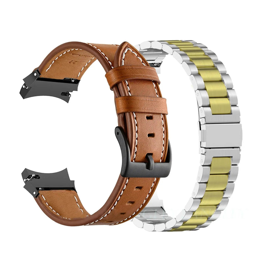 Correa de cuero y acero para Galaxy Watch 5 — Ajustable, varios acabados