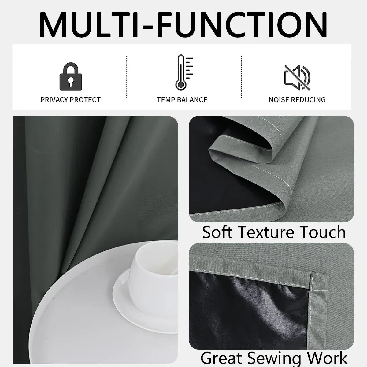 Modern 100% Blackout Curtains with Coated Lining for Bedroom & Living Room - Euroselle