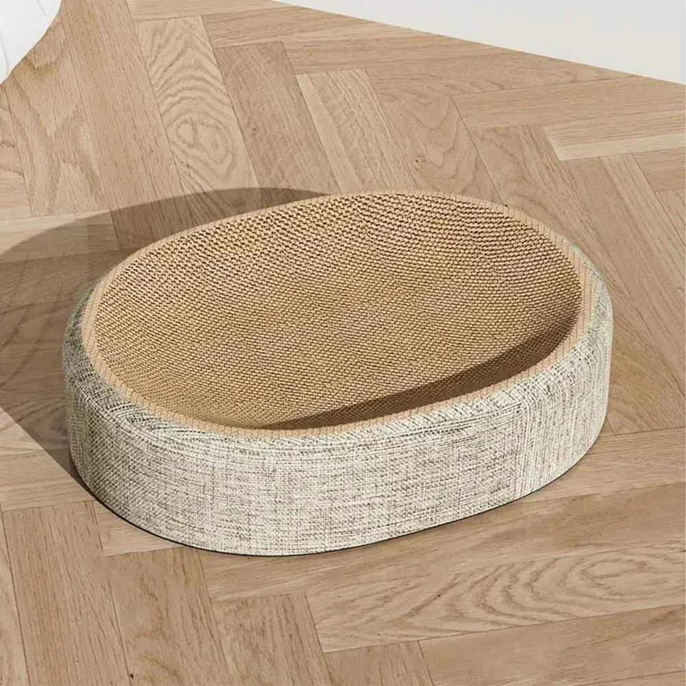 NuzzleNest Braided Oval Sisal Cat Lounger — Woven Scratch Surface, Solid Oval Base
