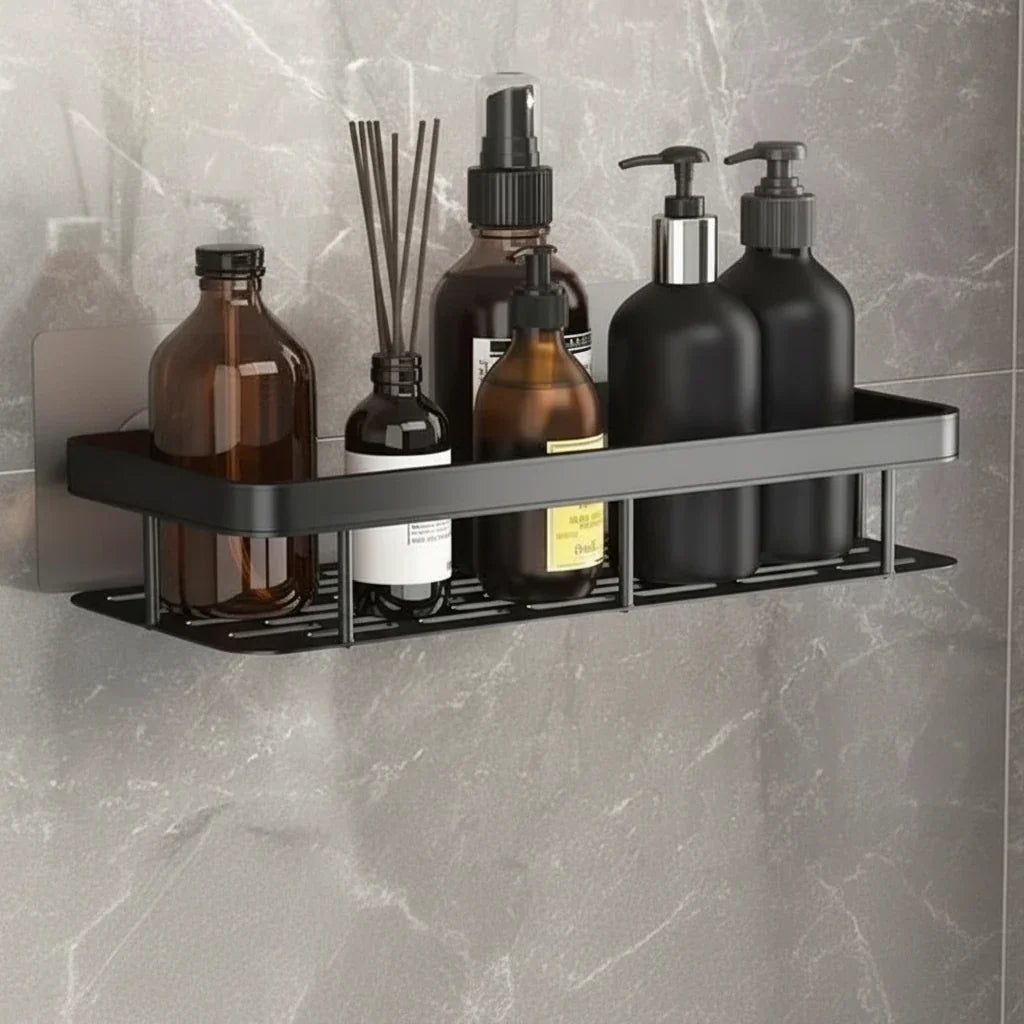ABS Wall-Mounted Corner Bathroom Caddy — No-Drill Adhesive Rack
