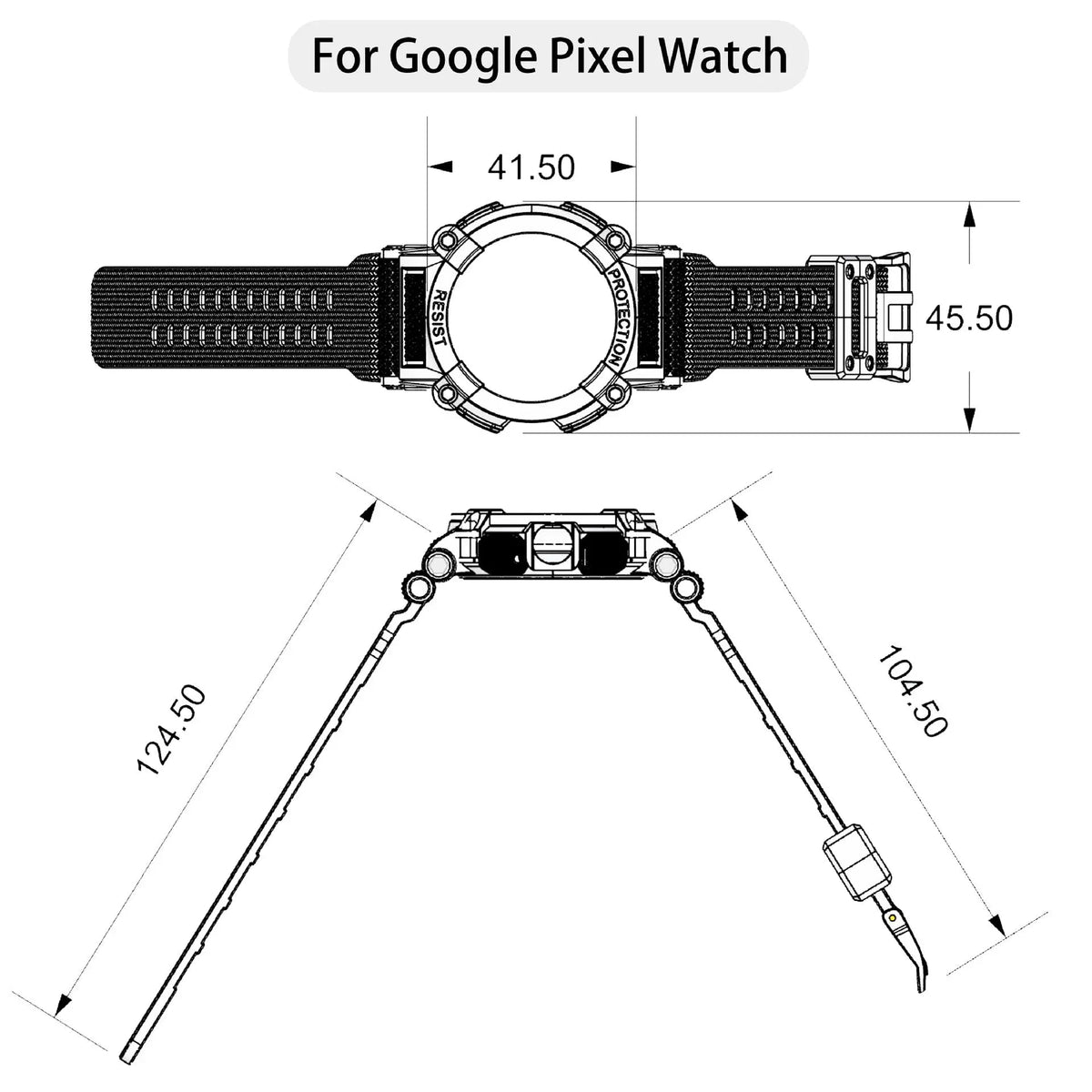 Armband und Bumper-Schutzhülle für die Pixel Watch im Set – Passender Schutz