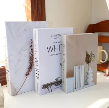 3-Piece Hollow Cardboard Book Stack Display Set — Shelf Decor