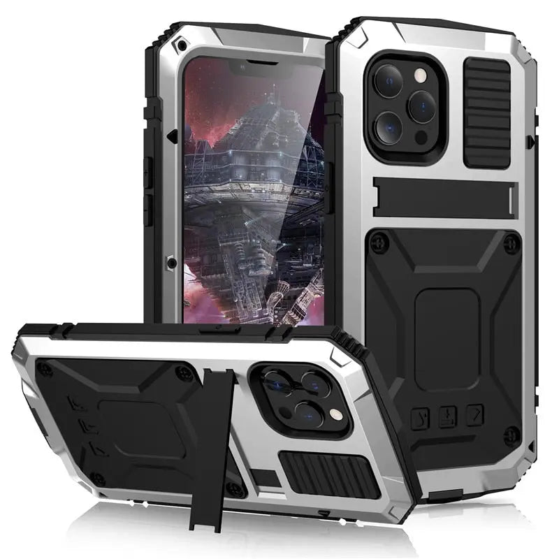 Wytrzymałe metalowe etui do iPhone’a 14/13/12/11 — podwyższona osłona aparatu
