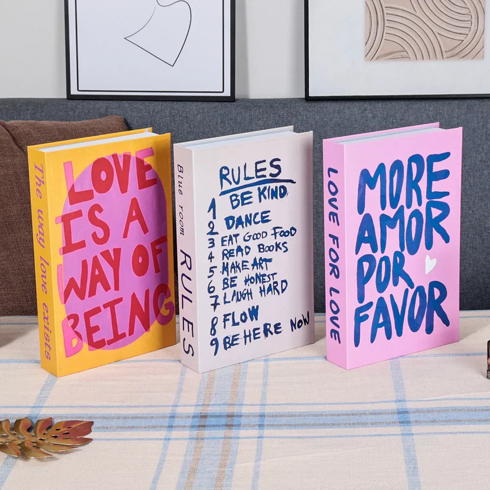 3-Piece Hollow Cardboard Book Stack Display Set — Shelf Decor
