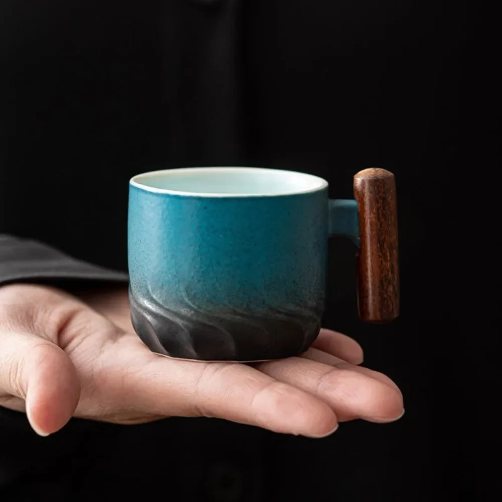 Hand-Painted Ceramic Mug — Retro Gradient Glaze Coffee & Tea Cup
