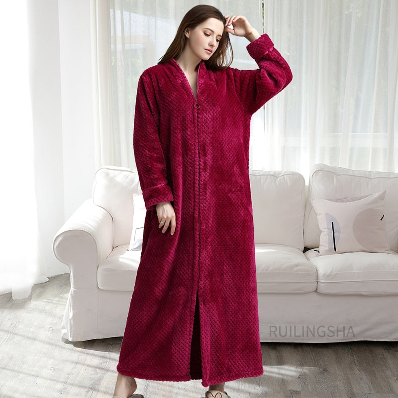 Robe de banho em lã polar com fecho para mulher e homem, com ou sem capuz, térmico, para usar em casa, com bolsos, macio, leve e quente