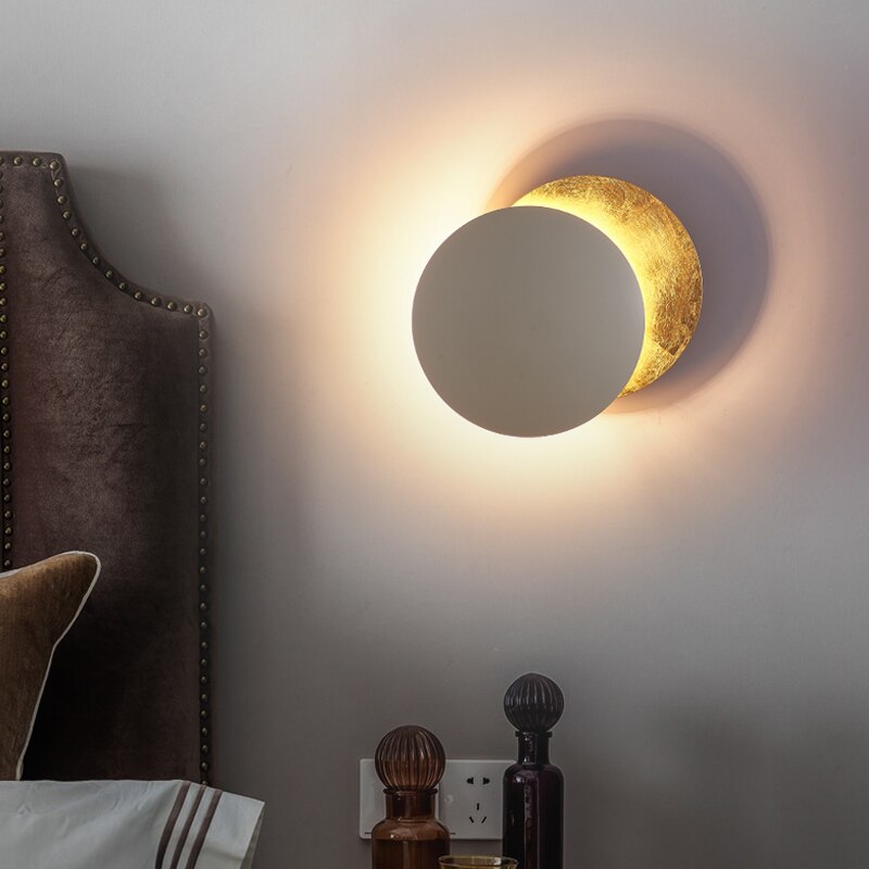 LED Metal Circle Shadow Wall Sconce — 8-10 in Sculptural Halo Light