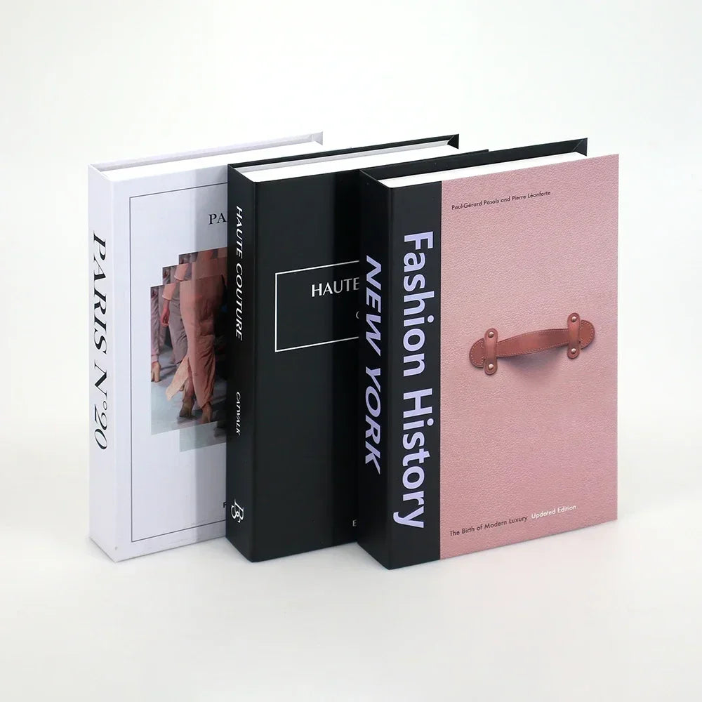 3-Piece Hollow Cardboard Book Stack Display Set — Shelf Decor