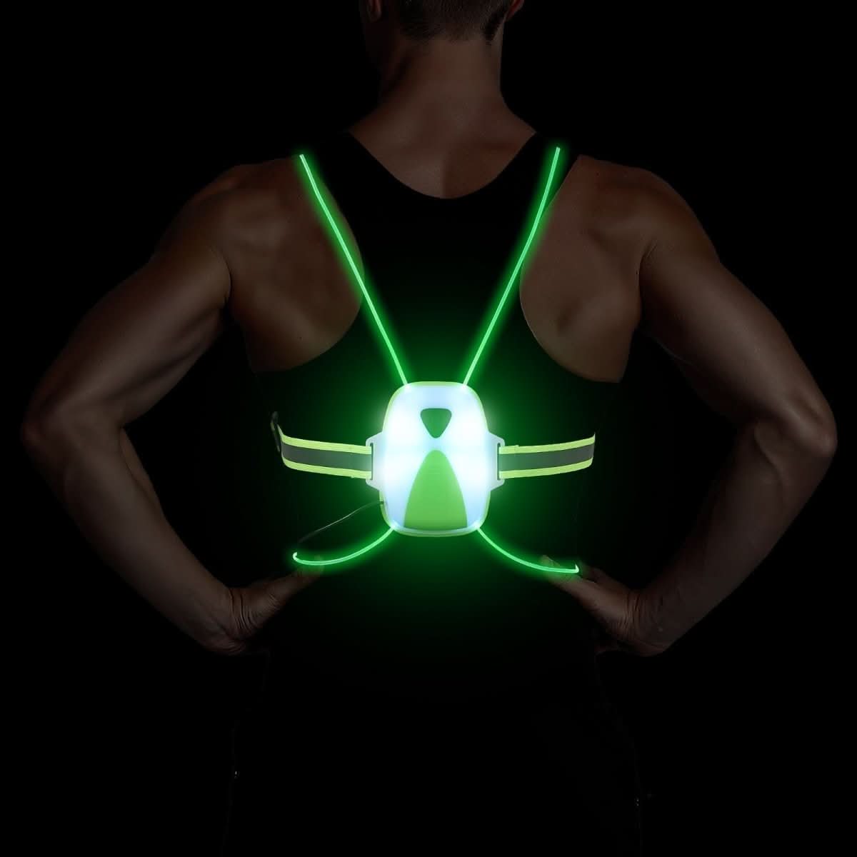 LumaSafe ledreflecterend vest — 6 kleurmodi, aanpasbare zichtbaarheid