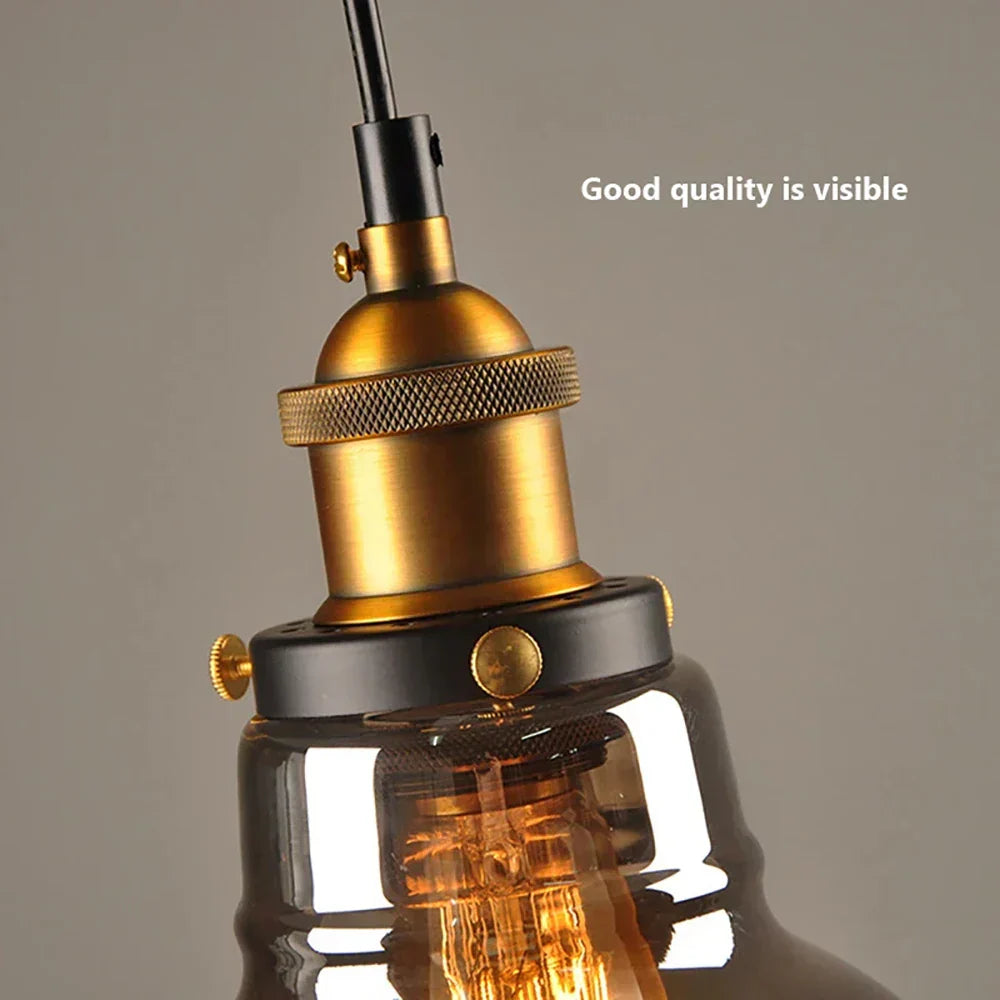 Retro Industrial Glass Pendant Light For Home And Bar