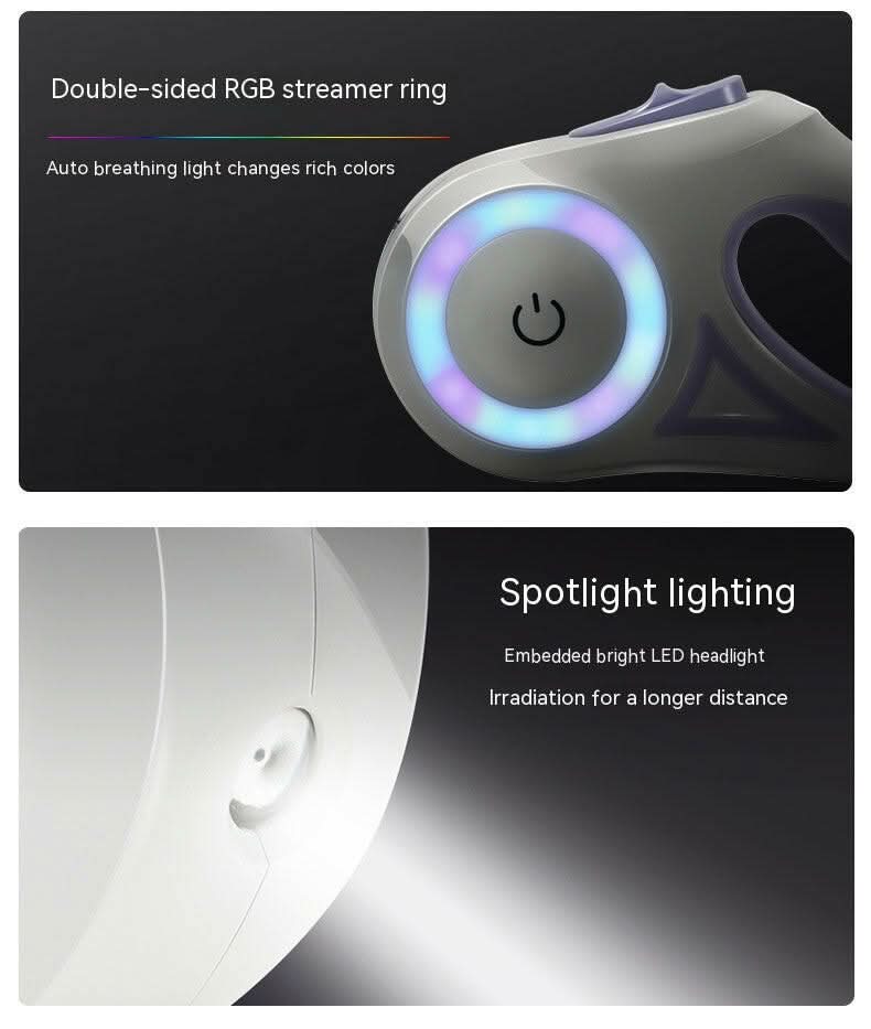 Automatické LED vodítko pro psy BrightTrail 3m — dobíjení přes USB