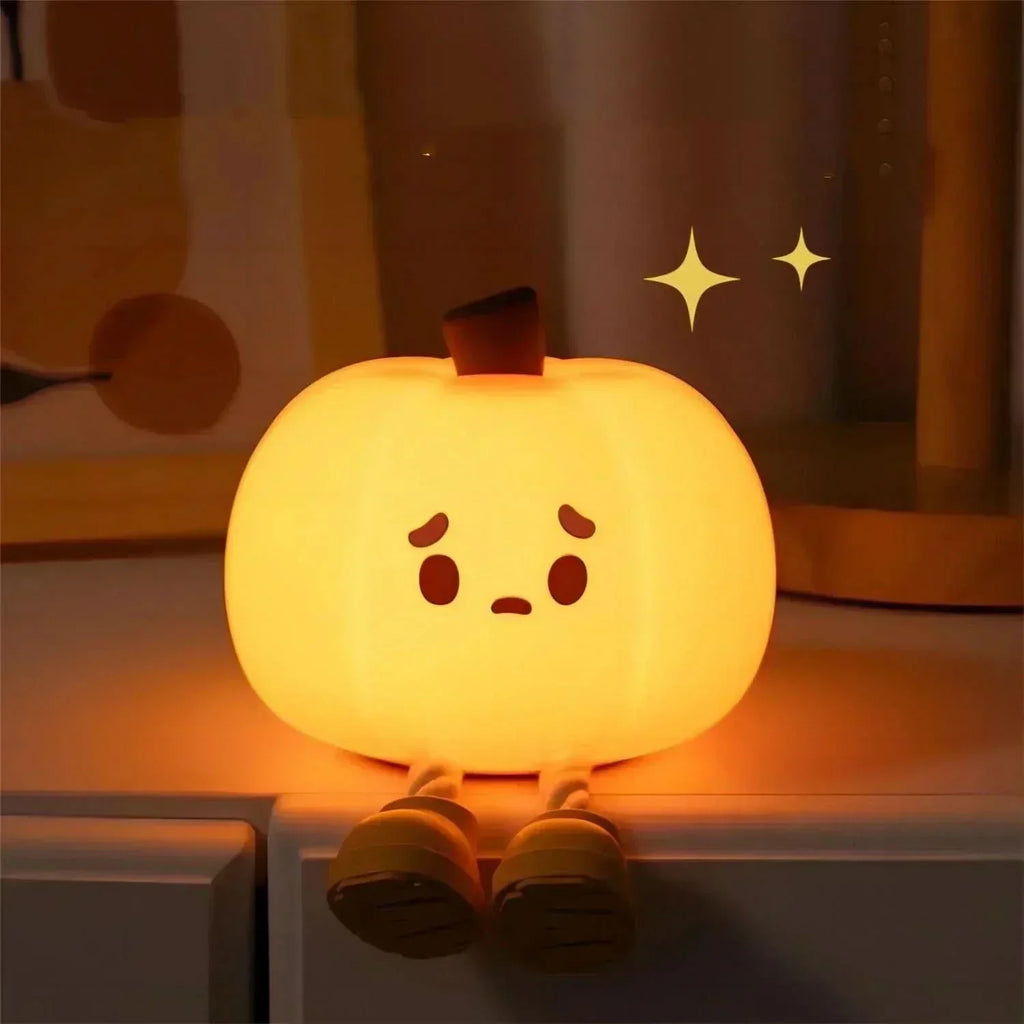 Autumn Pumpkin Kids Night Light — Friendly Silhouette Soothing Glow