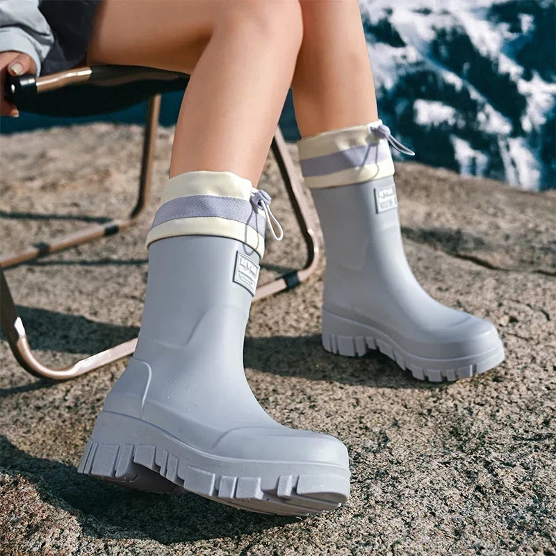 Women's Vintage Rubber Rain Boots — Waterproof, Non-Slip Sole