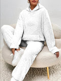 Teddyfleece-set voor dames met capuchon - oversized joggingpak, zakken