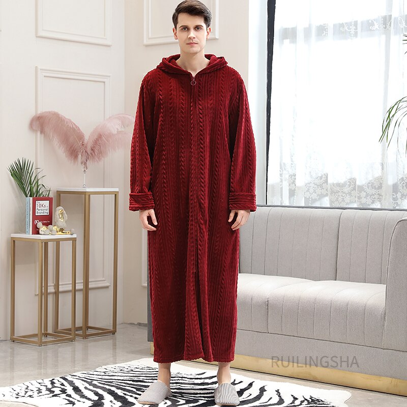 Robe de banho em lã polar com fecho para mulher e homem, com ou sem capuz, térmico, para usar em casa, com bolsos, macio, leve e quente