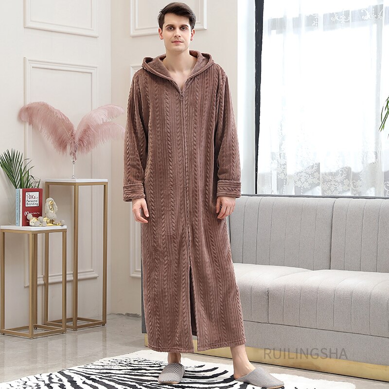 Robe de banho em lã polar com fecho para mulher e homem, com ou sem capuz, térmico, para usar em casa, com bolsos, macio, leve e quente