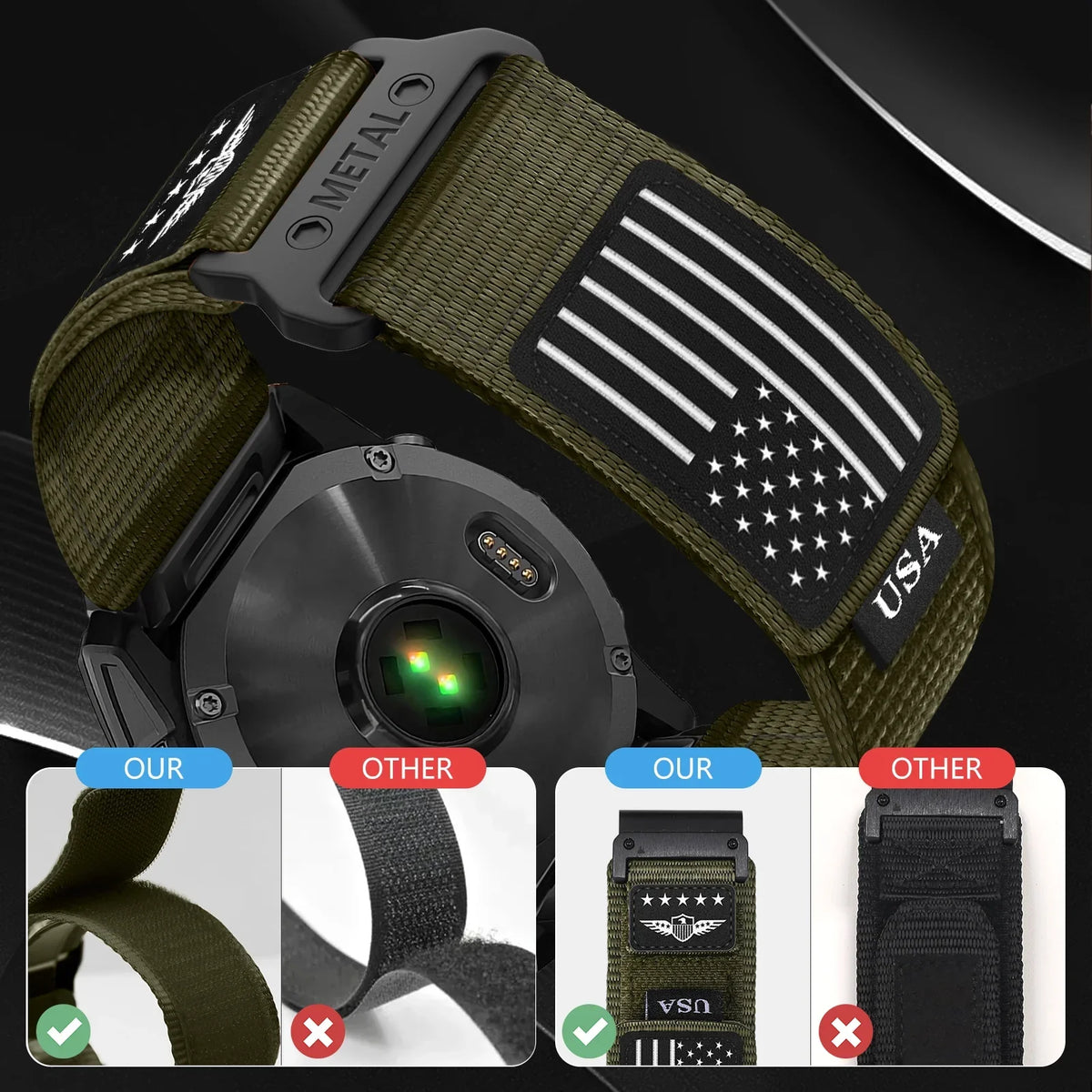 QuickFit-vevd nylonreim til Garmin Fenix — justerbar hurtigutløsning
