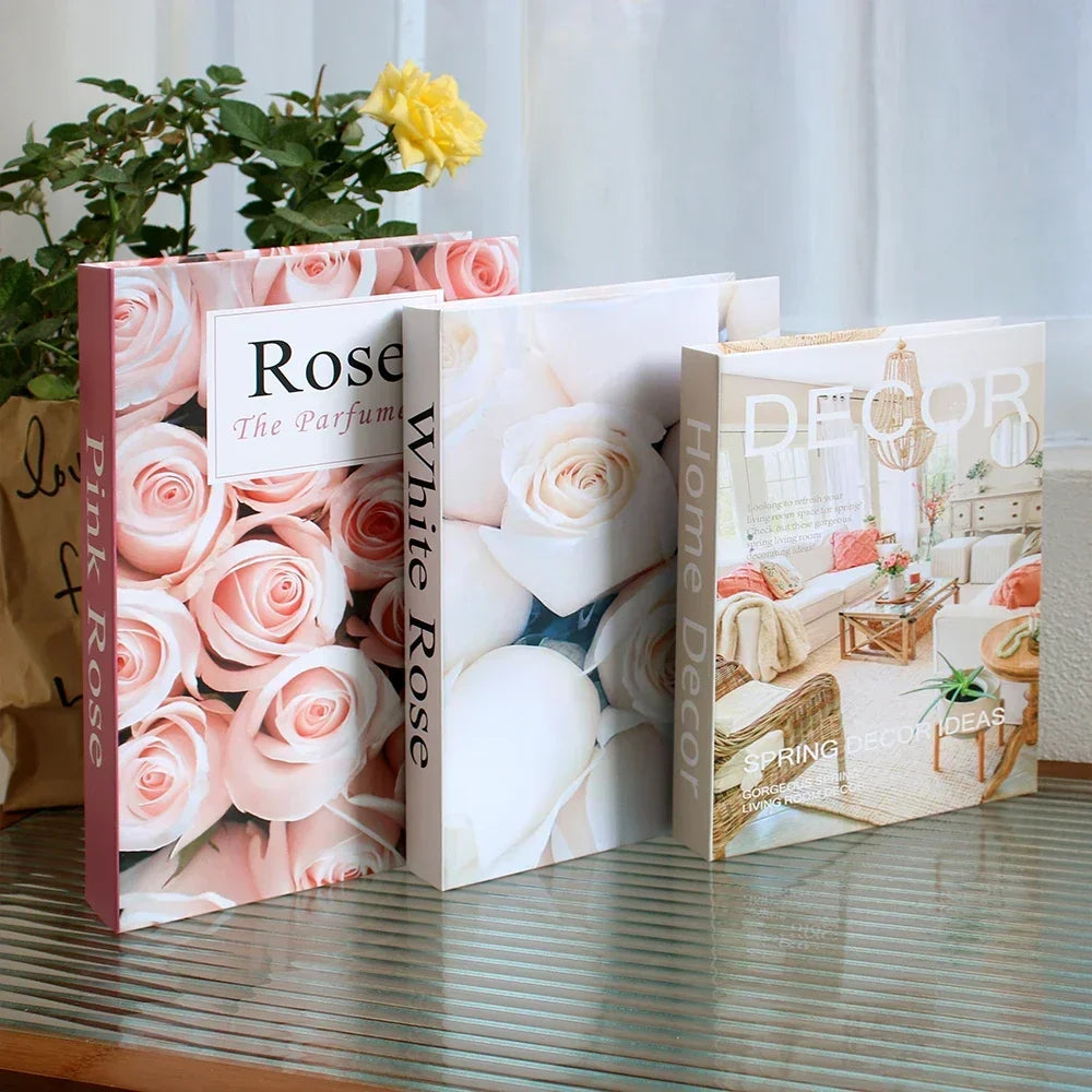 3-Piece Hollow Cardboard Book Stack Display Set — Shelf Decor