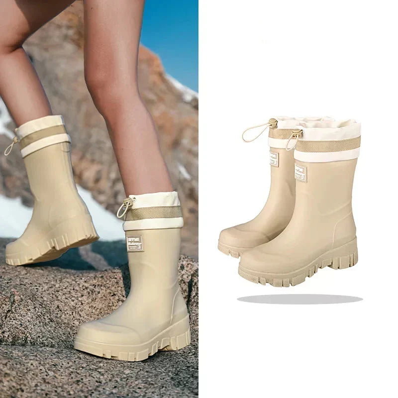 Women's Vintage Rubber Rain Boots — Waterproof, Non-Slip Sole