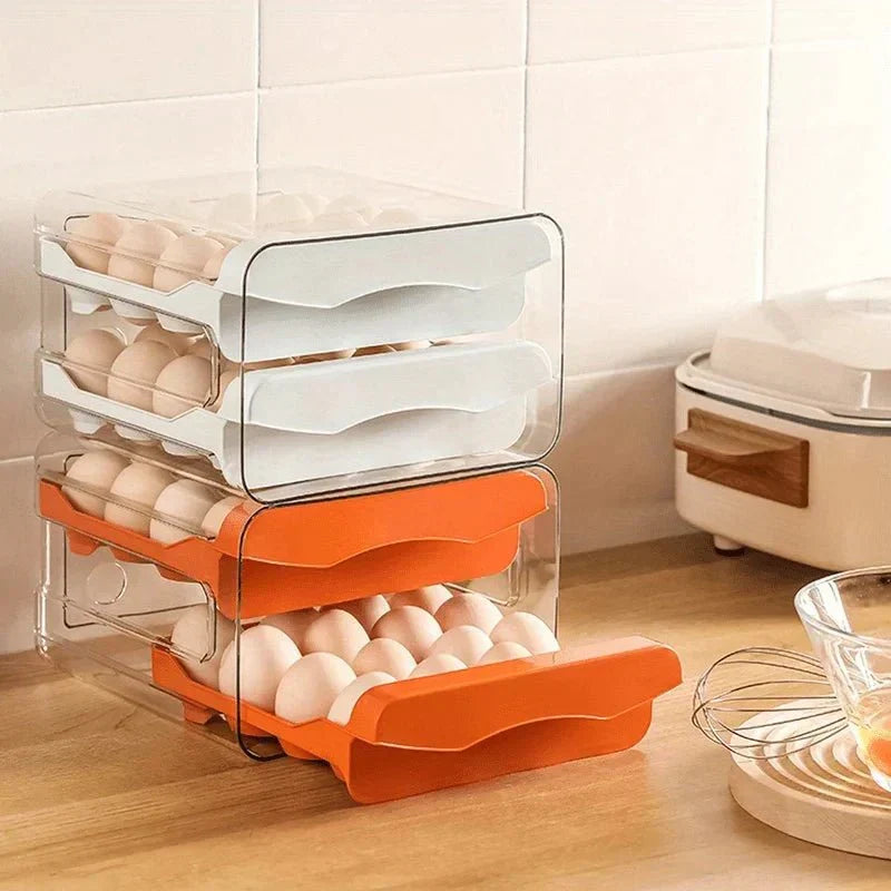 Průhledný box na vejce NestCube — dvoupatrové výsuvné zásuvky s kapacitou 32 vajec