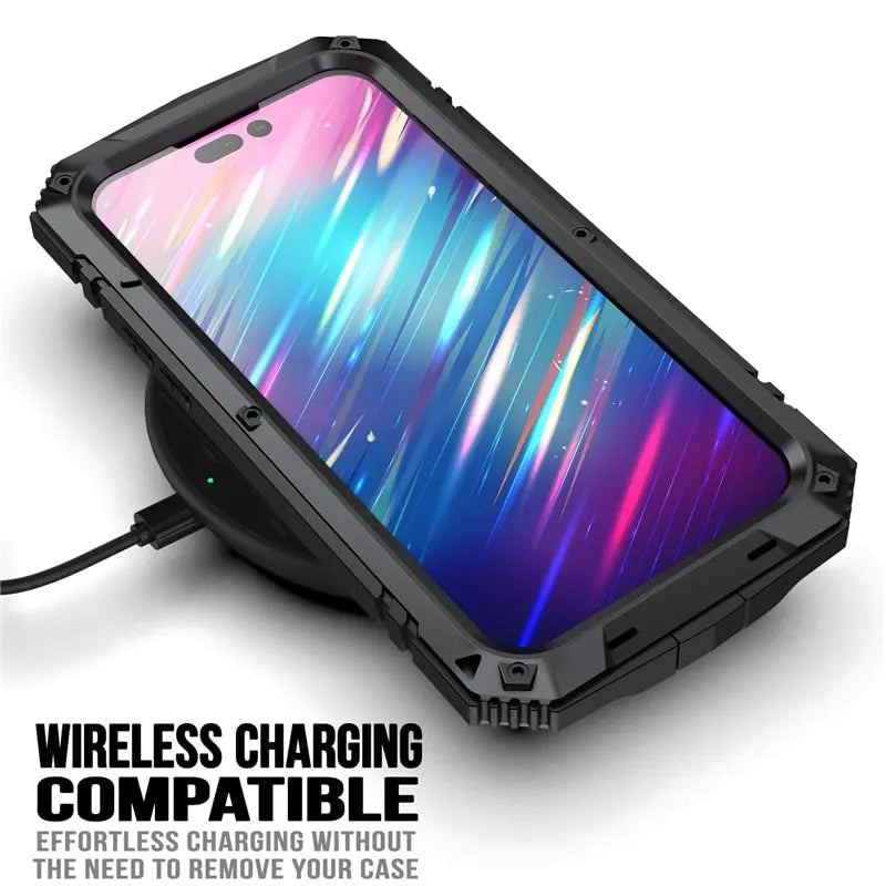 Wytrzymałe metalowe etui do iPhone’a 14/13/12/11 — podwyższona osłona aparatu