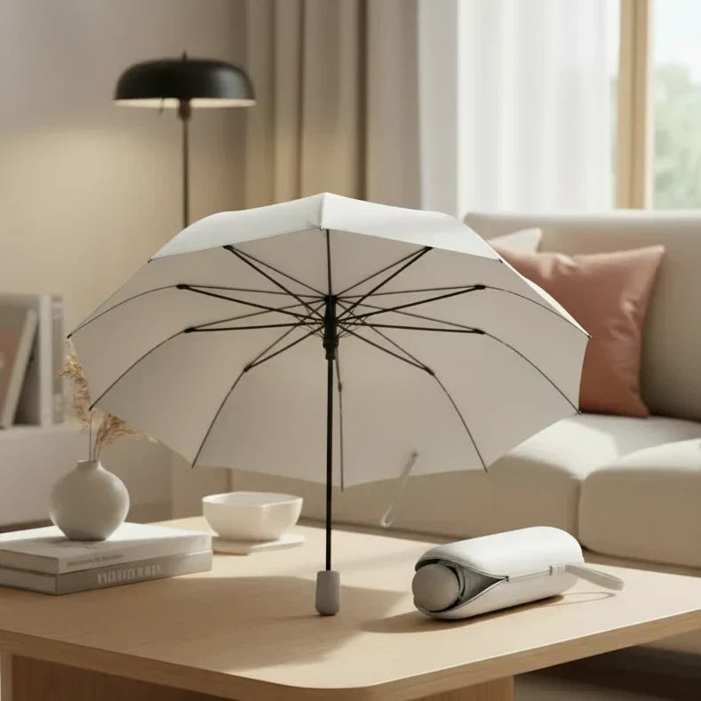 Nexa Capsule Compact Travel Umbrella — Single-Motion Open, Pocket-Fitting Case
