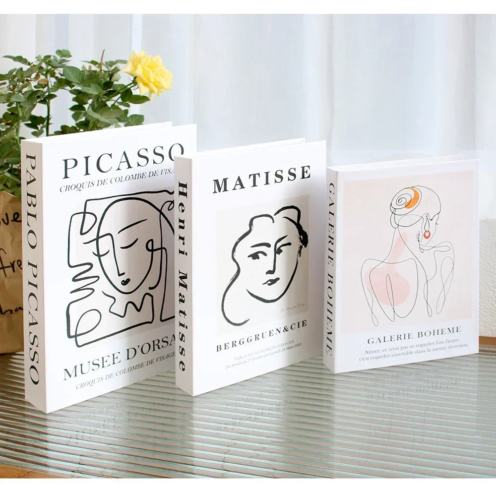 3-Piece Hollow Cardboard Book Stack Display Set — Shelf Decor