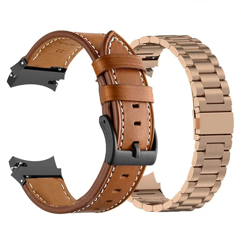 Correa de cuero y acero para Galaxy Watch 5 — Ajustable, varios acabados