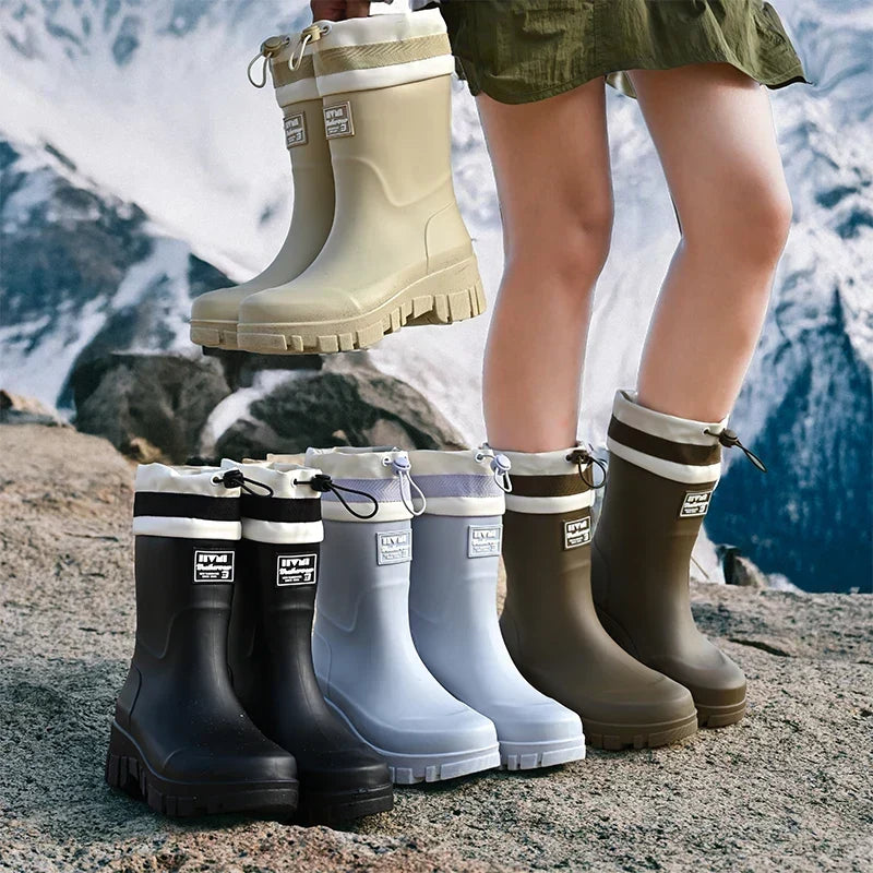 Women's Vintage Waterproof Rain Boots — Non-Slip Rubber Sole