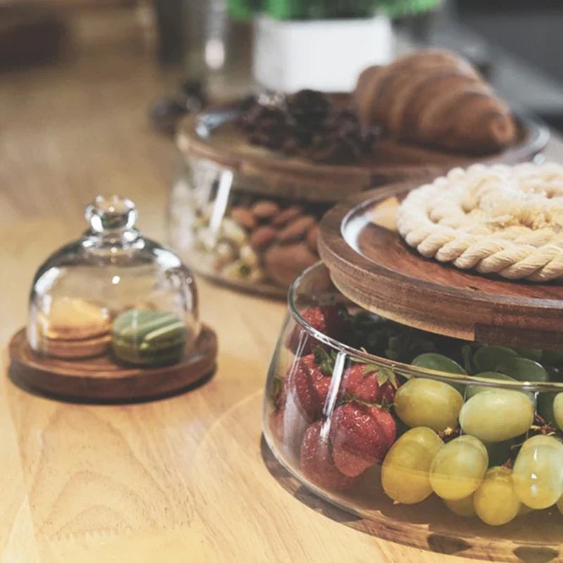 Glass Canister Set — Acacia Wood Lids for Dry Goods Storage